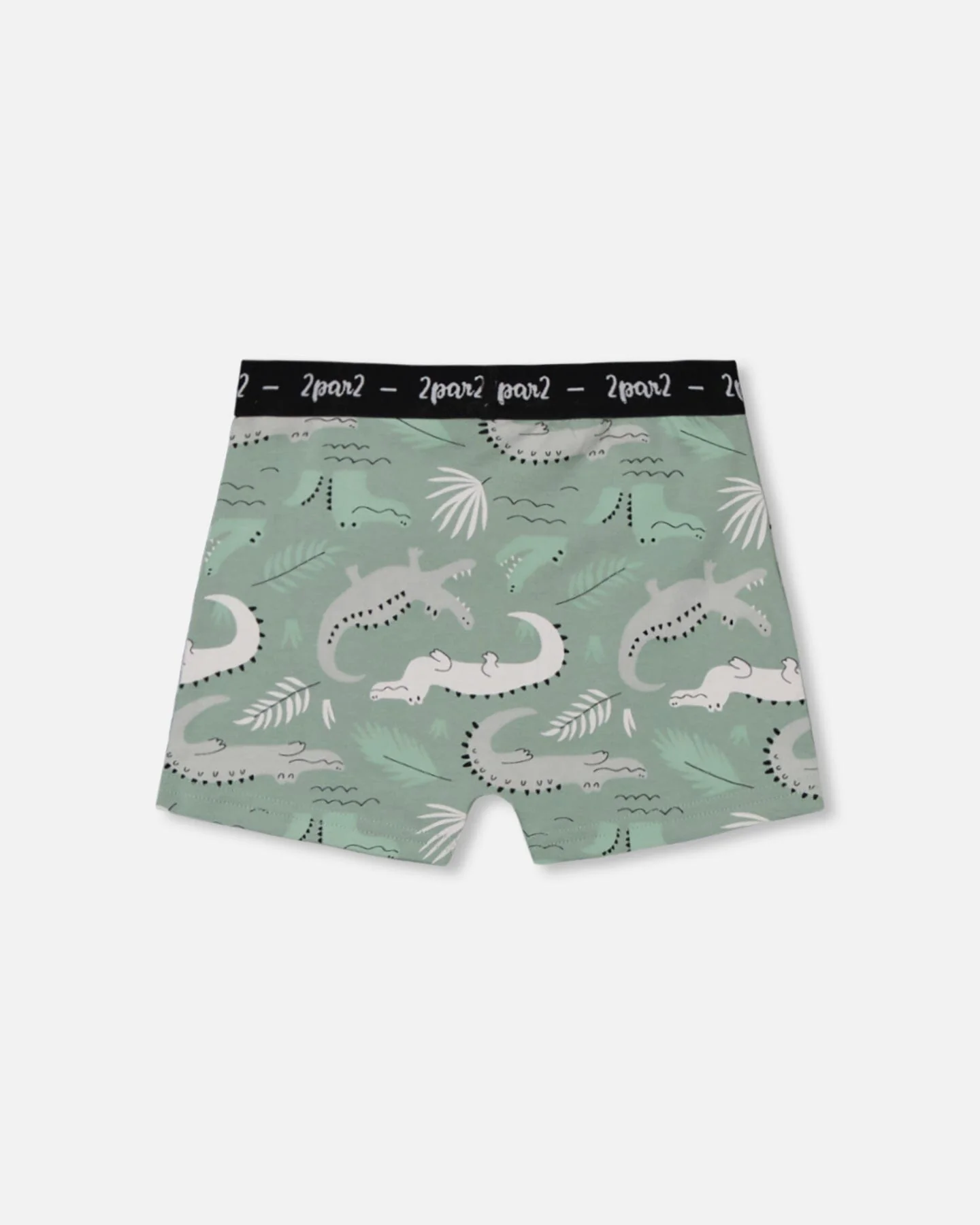 Printed Organic Cotton Boxer Shorts Light Sage And Gray Crocodile - Image 2