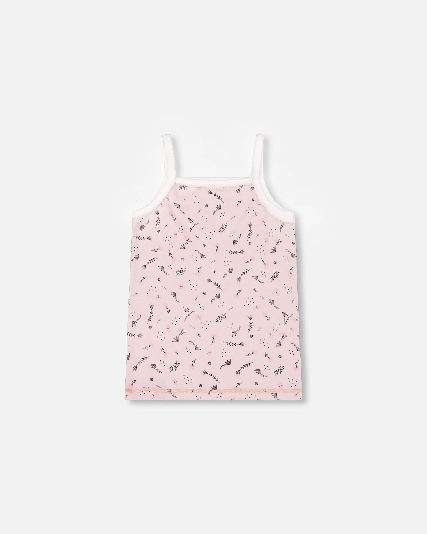 Printed Organic Cotton Tank Top Small Pink Flowers On Pale Pink Background - Image 2