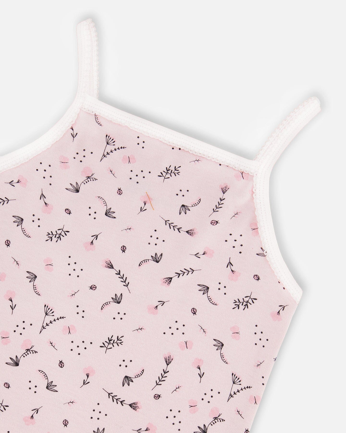 Printed Organic Cotton Tank Top Small Pink Flowers On Pale Pink Background - Image 3