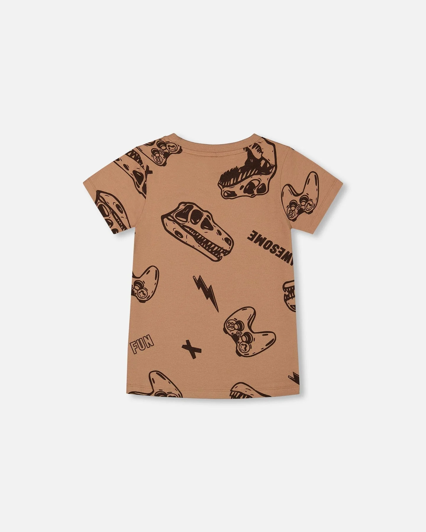 Printed Organic Cotton Tee Beige And Black Dinos - Image 4