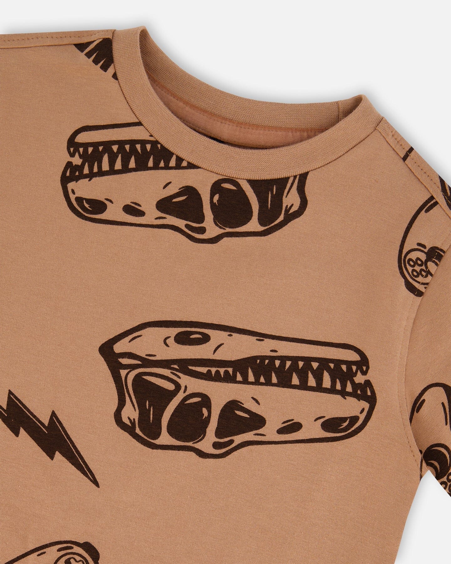 Printed Organic Cotton Tee Beige And Black Dinos - Image 5