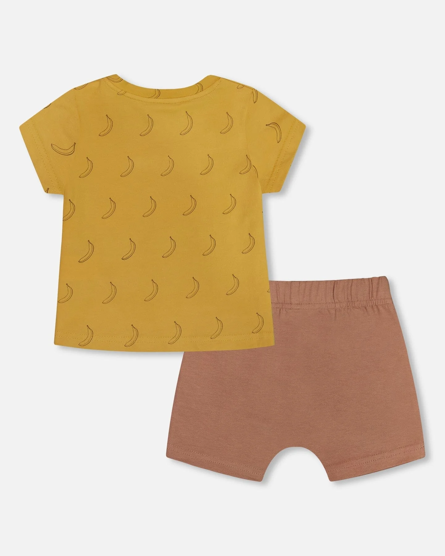 Printed Organic Cotton Top And Short Set Brown, Yellow, And Bananas - Image 2
