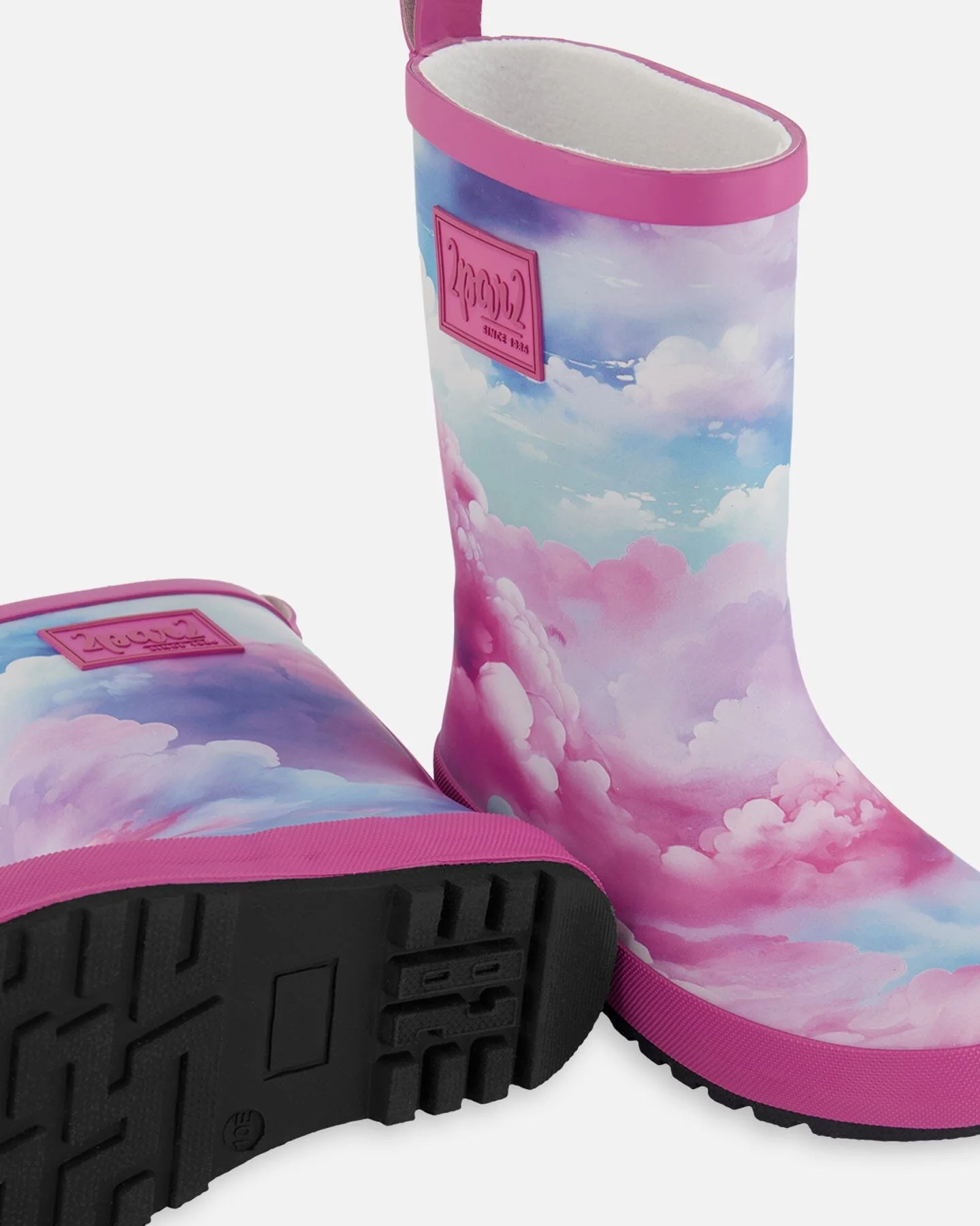 Printed Rain Boots Multicolored And Vibrant Pink Background - Image 3