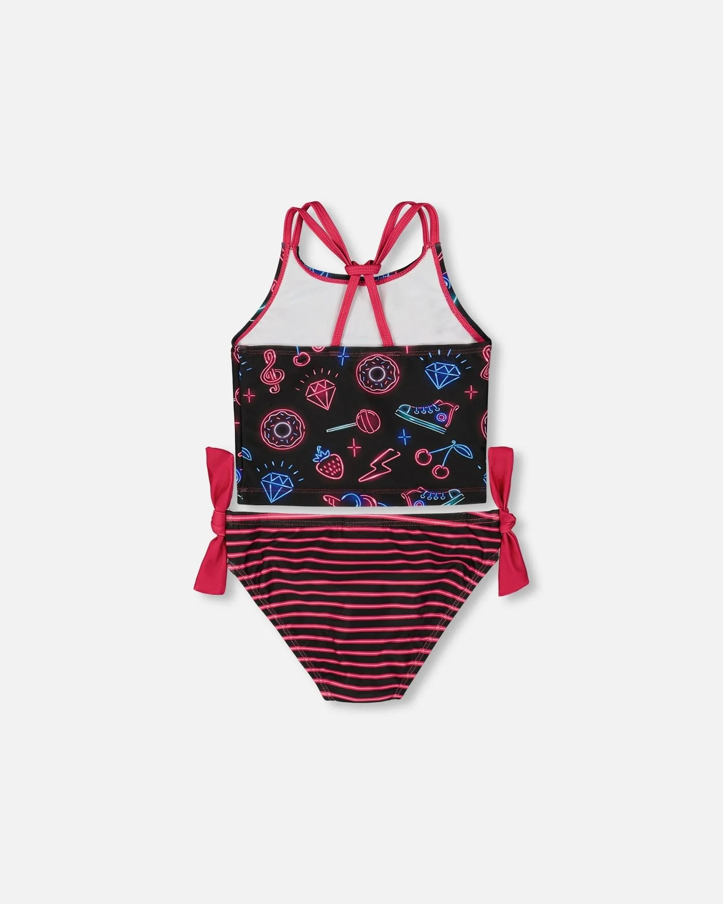Printed Two-Piece Swimsuit Black And Blue And Pink Items - Image 3
