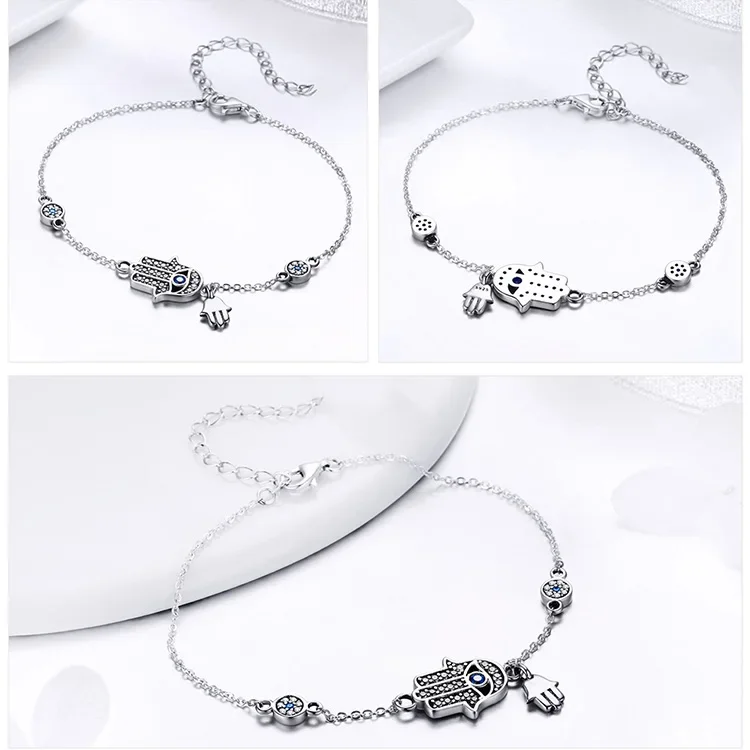 Sterling Silver Blue Evil Eye Charm Bracelet – Lobster Clasp - Image 10