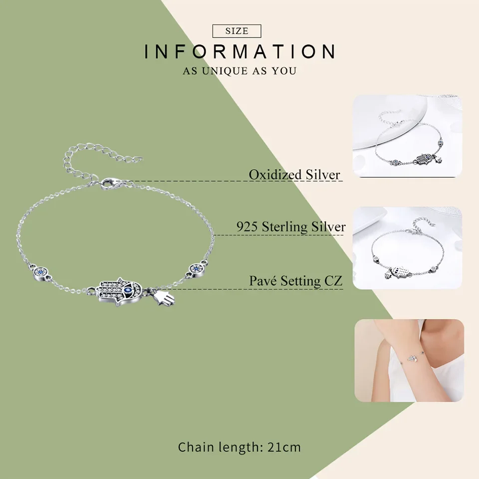 Sterling Silver Blue Evil Eye Charm Bracelet – Lobster Clasp - Image 5