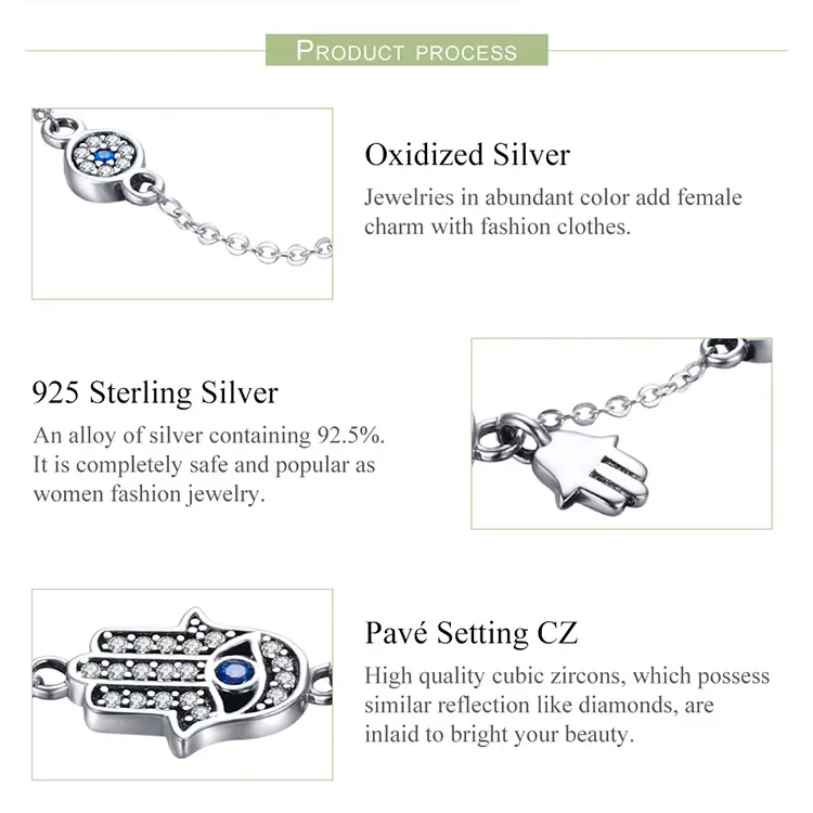 Sterling Silver Blue Evil Eye Charm Bracelet – Lobster Clasp - Image 8
