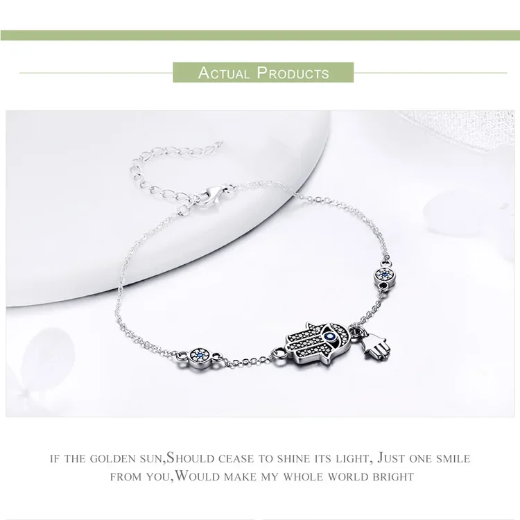 Sterling Silver Blue Evil Eye Charm Bracelet – Lobster Clasp - Image 9