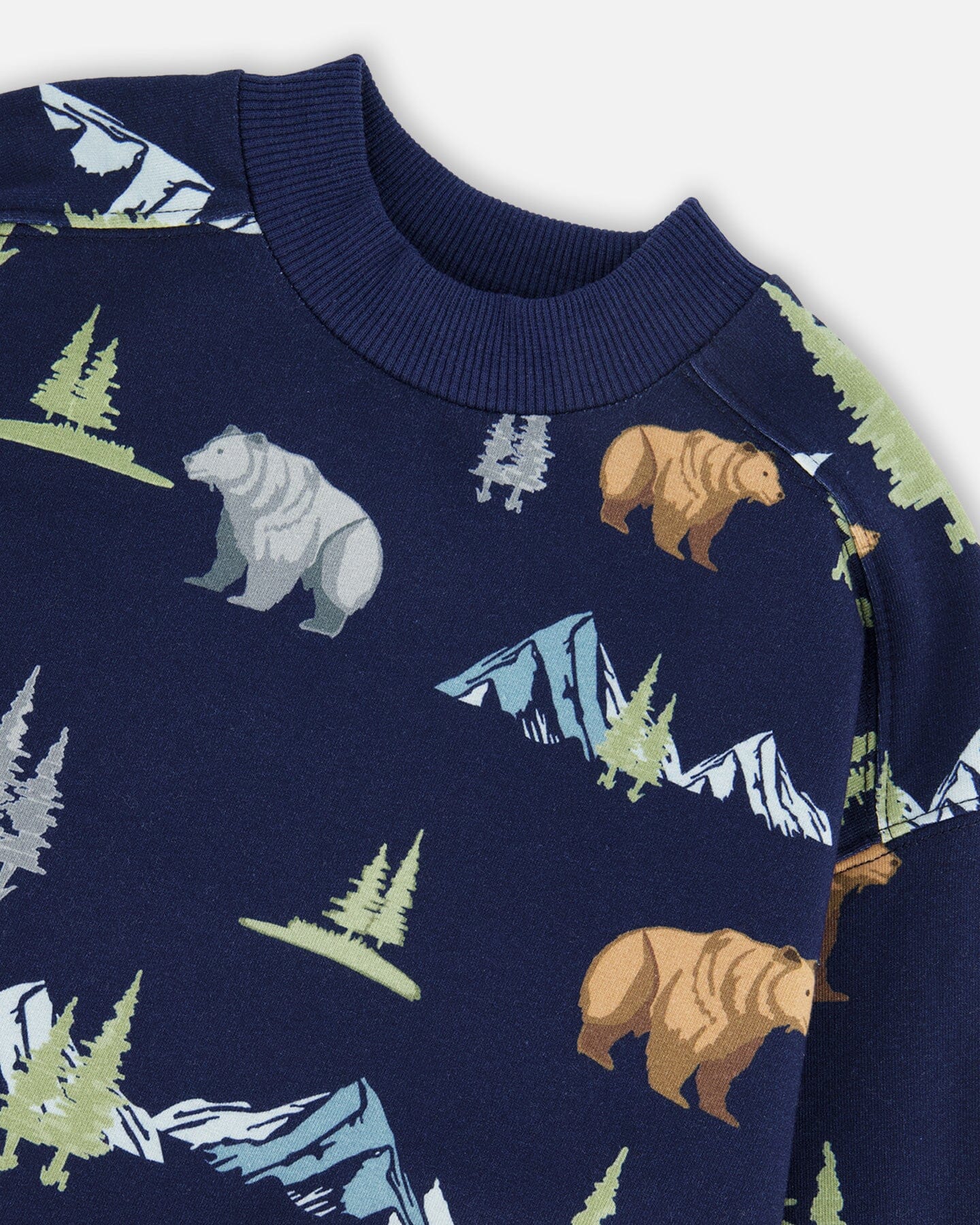 Pullover Fleece Sweatshirt Navy Animal Print - Image 5