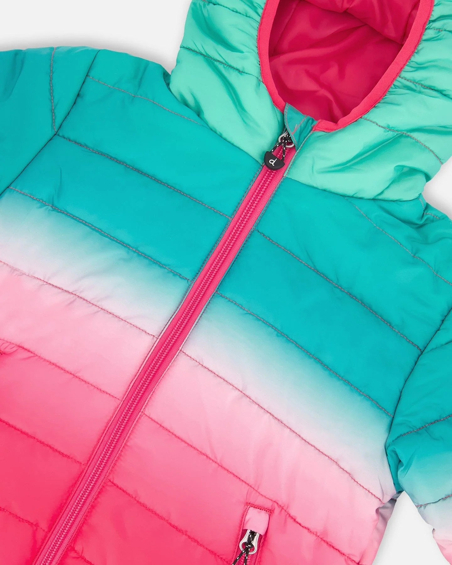 Quilted Mid-Season Jacket Green And Pink Gradient - Image 6