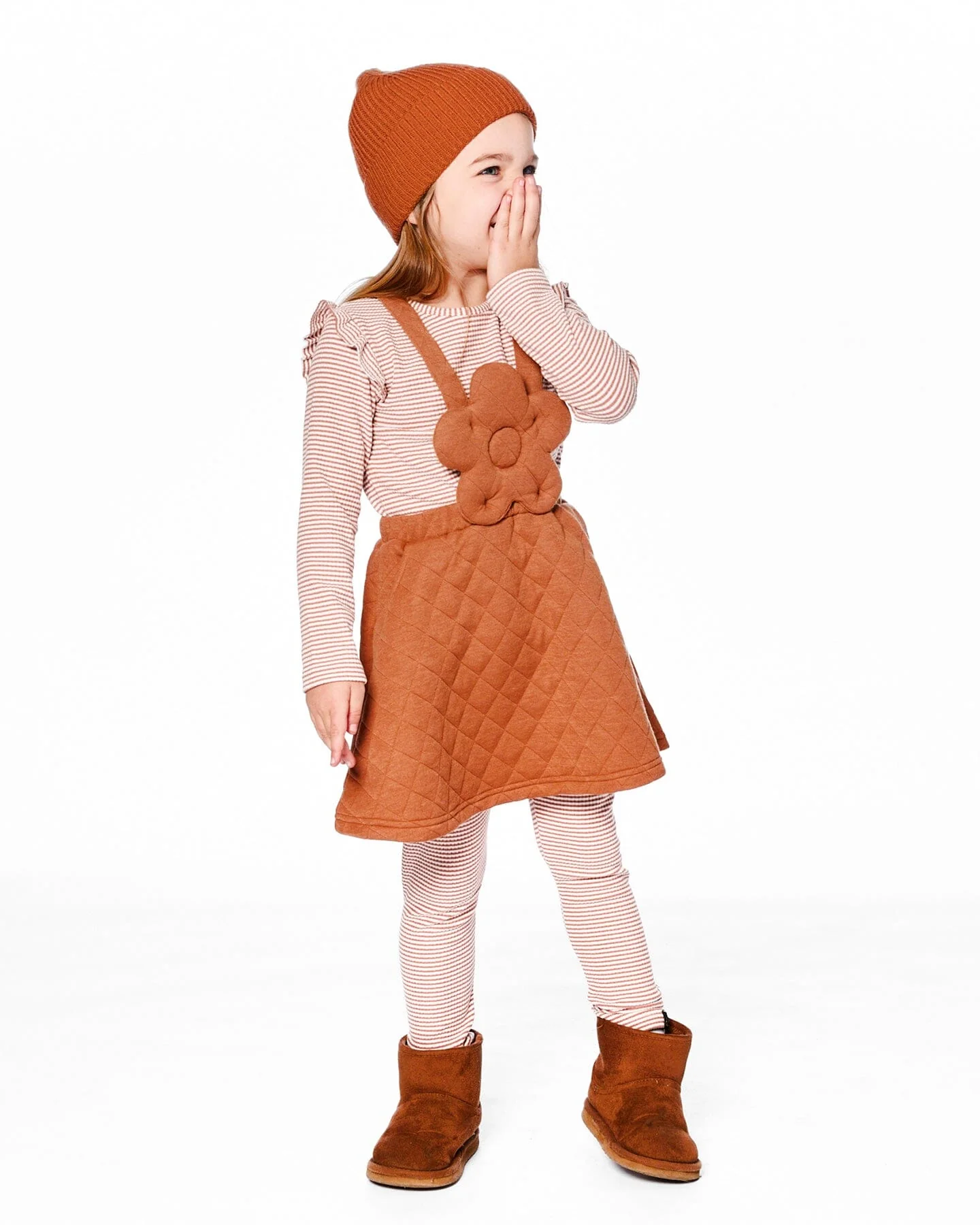 Quilted Overall Dress Mocha - Image 2