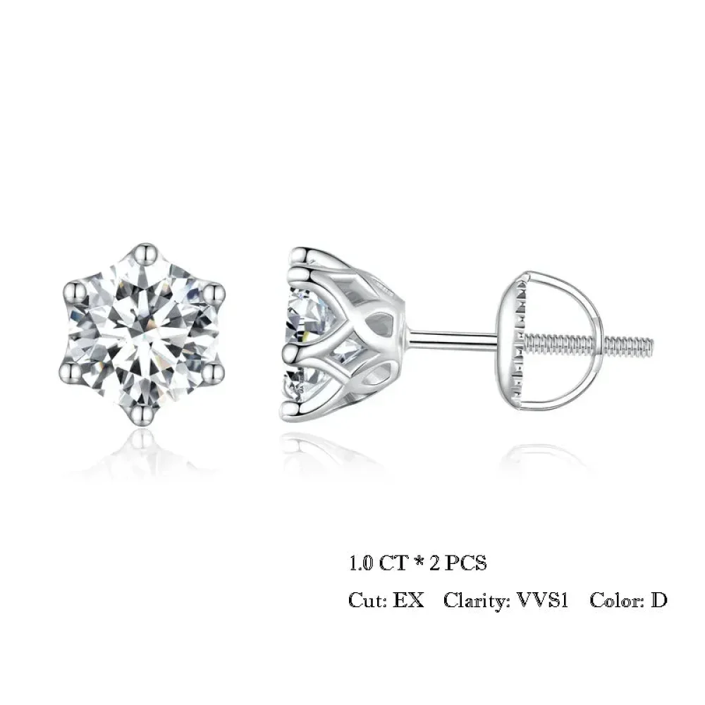 Radiant Moissanite Stud Earrings | D Color Round Cut 925 Silver, Gold Plated - Image 8