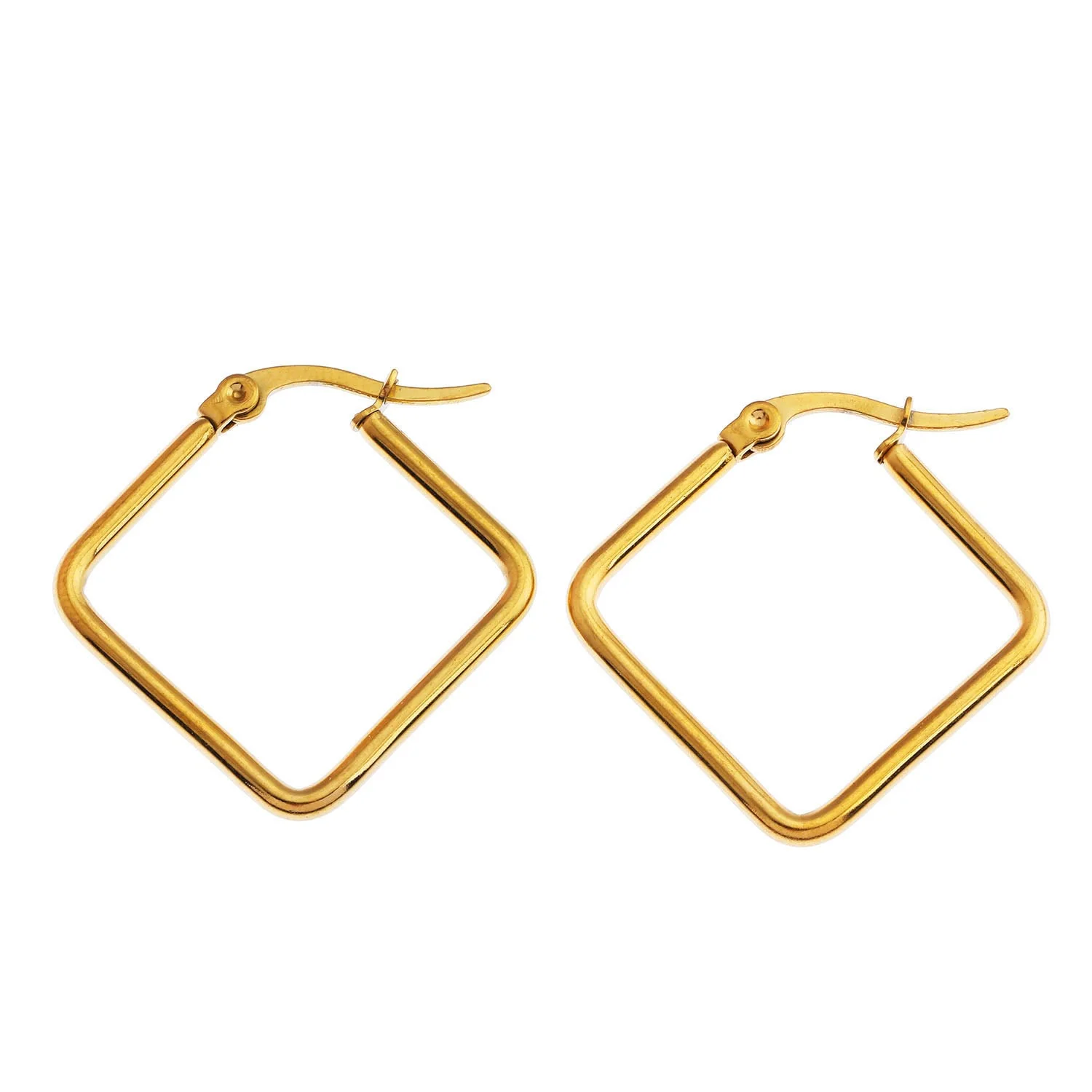 REILYNN Small Square Shaped Hoops. In Gold & Silver. - Image 3