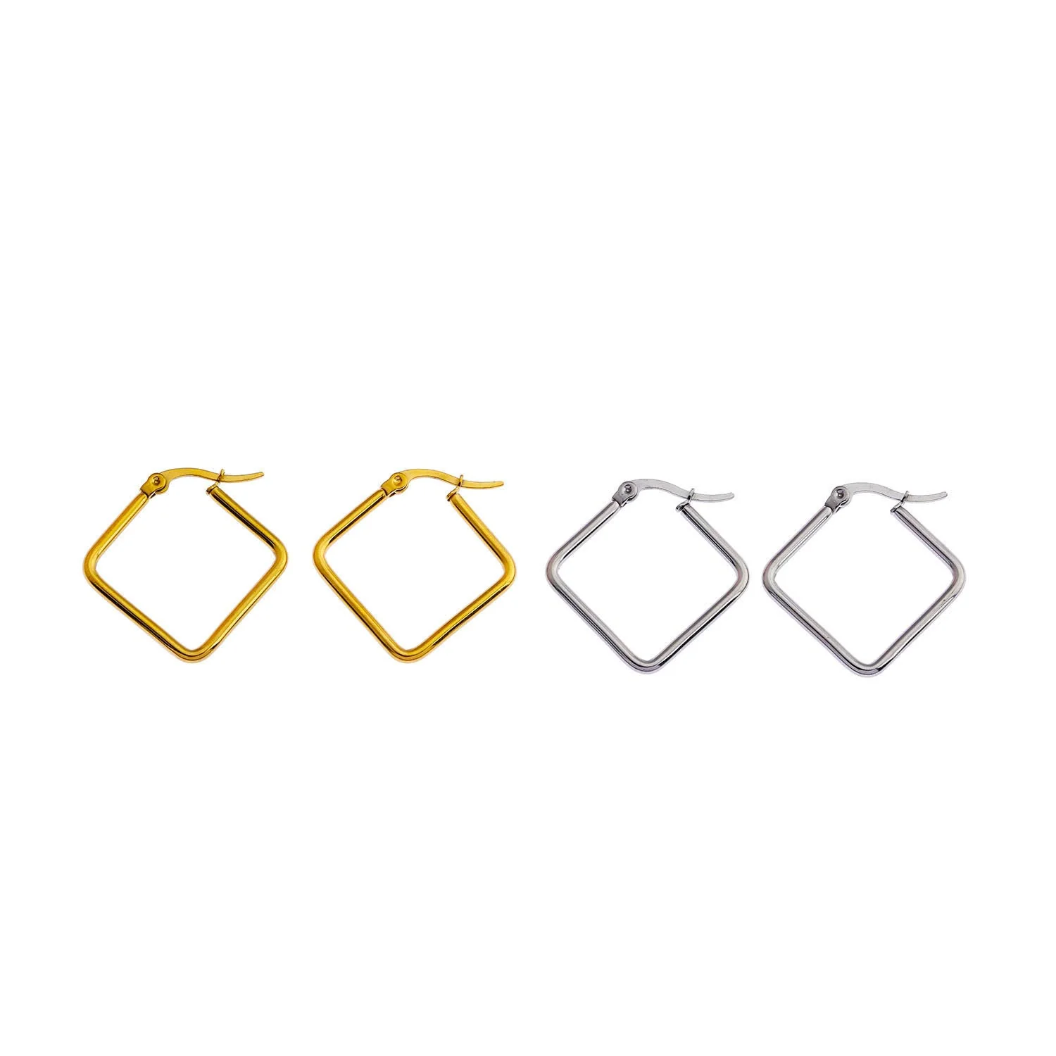 REILYNN Small Square Shaped Hoops. In Gold & Silver. - Image 5