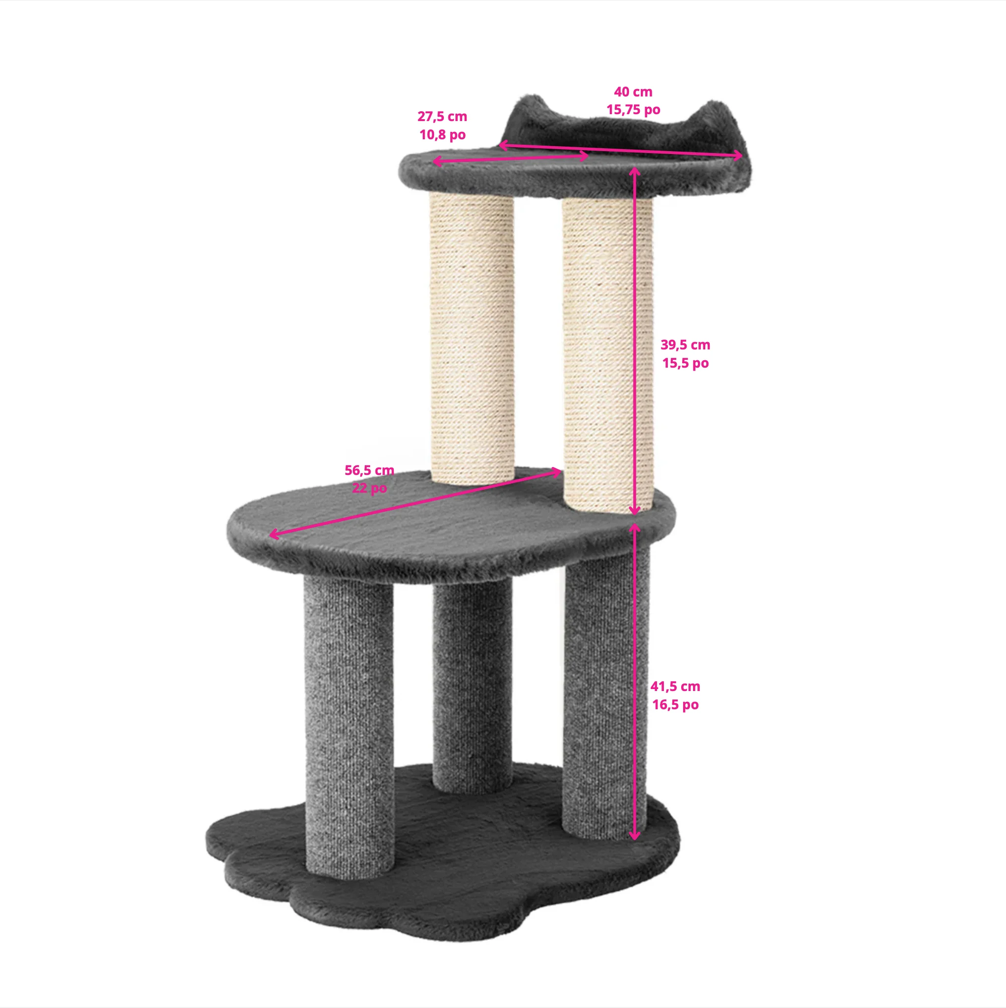 Relaxation - 2-Level Cat Tree - Black Faux Fur - Image 5
