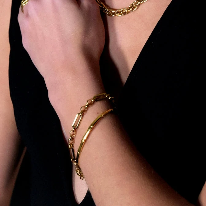 RENEE Gold: Luxury Bamboo Cuff Bracelet – Elegant Nature-Inspired Minimalist Design - Image 2