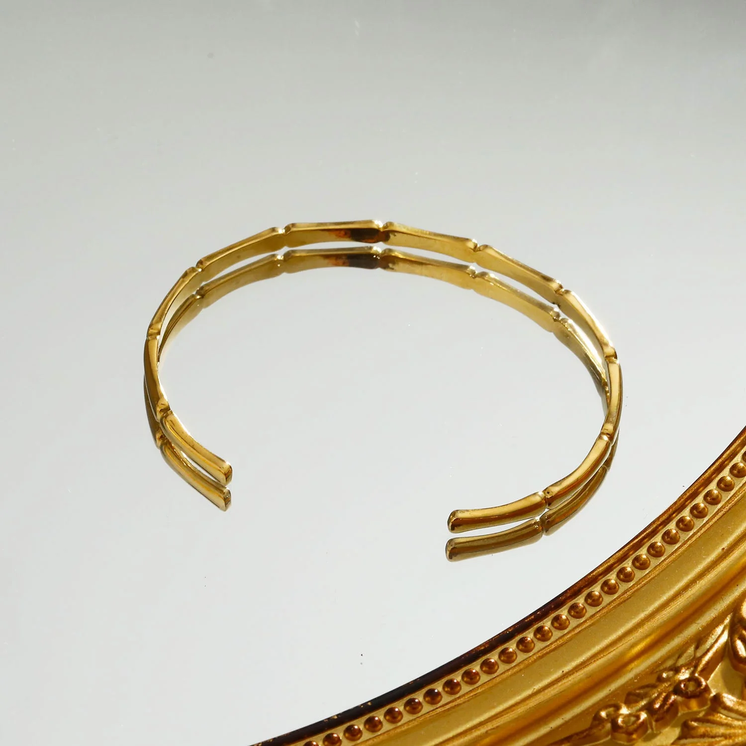RENEE Gold: Luxury Bamboo Cuff Bracelet – Elegant Nature-Inspired Minimalist Design - Image 7