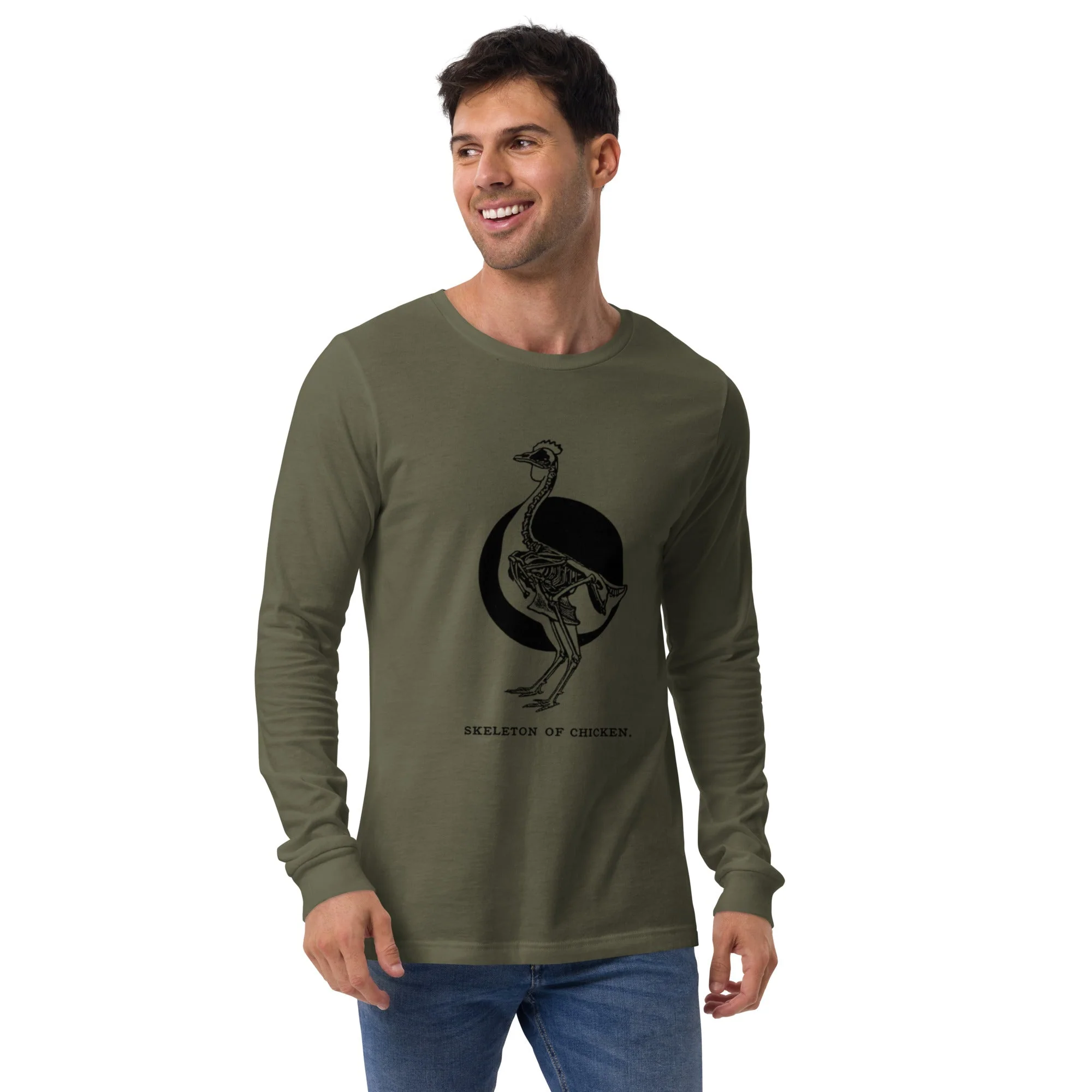 Retro Chicken Skeleton Unisex Long Sleeve Tee - Image 2