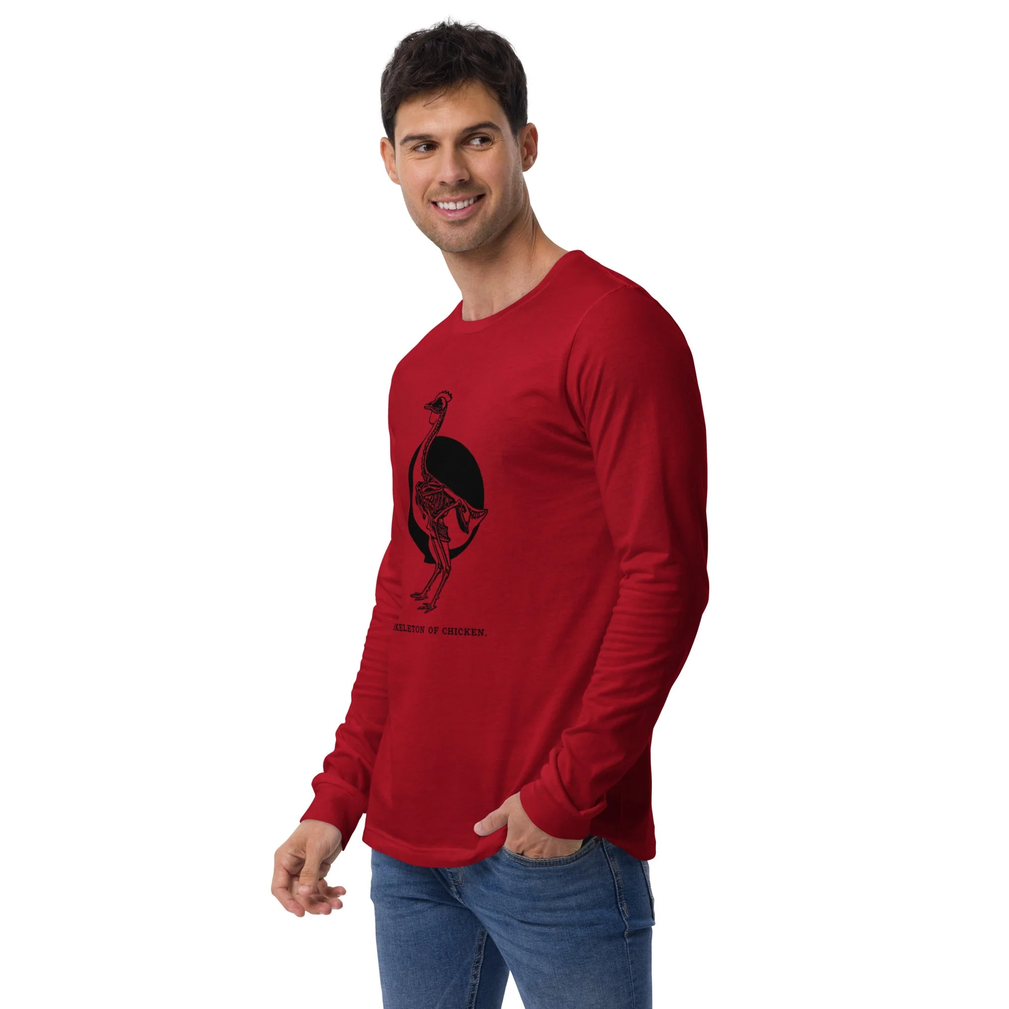Retro Chicken Skeleton Unisex Long Sleeve Tee - Image 5