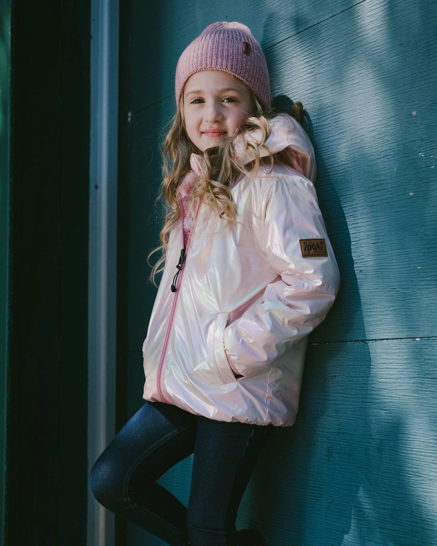 Reversible Mid-Season Sherpa Jacket Pink Heart - Image 3