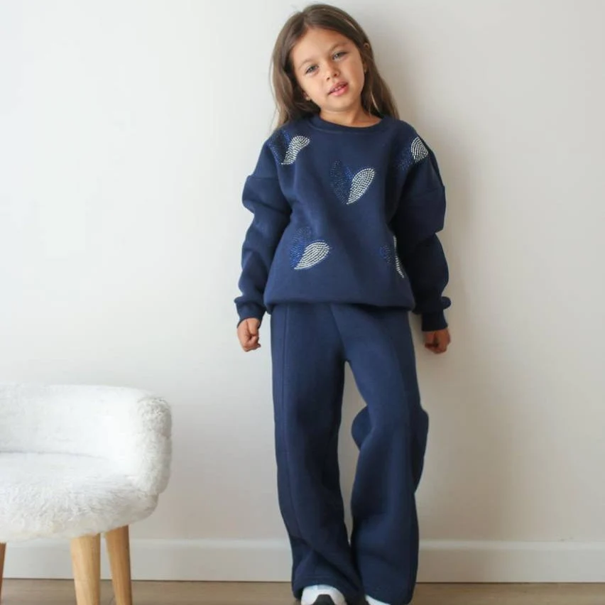 Rhinestone Hearts Girls Casual Set