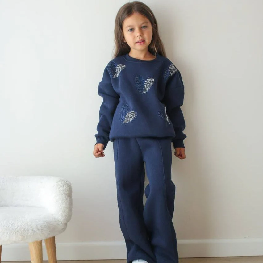 Rhinestone Hearts Girls Casual Set - Image 2