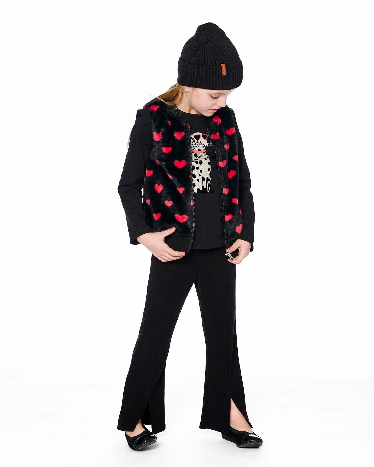 Ribbed Leggings Bootleg With Slit Black - Image 2