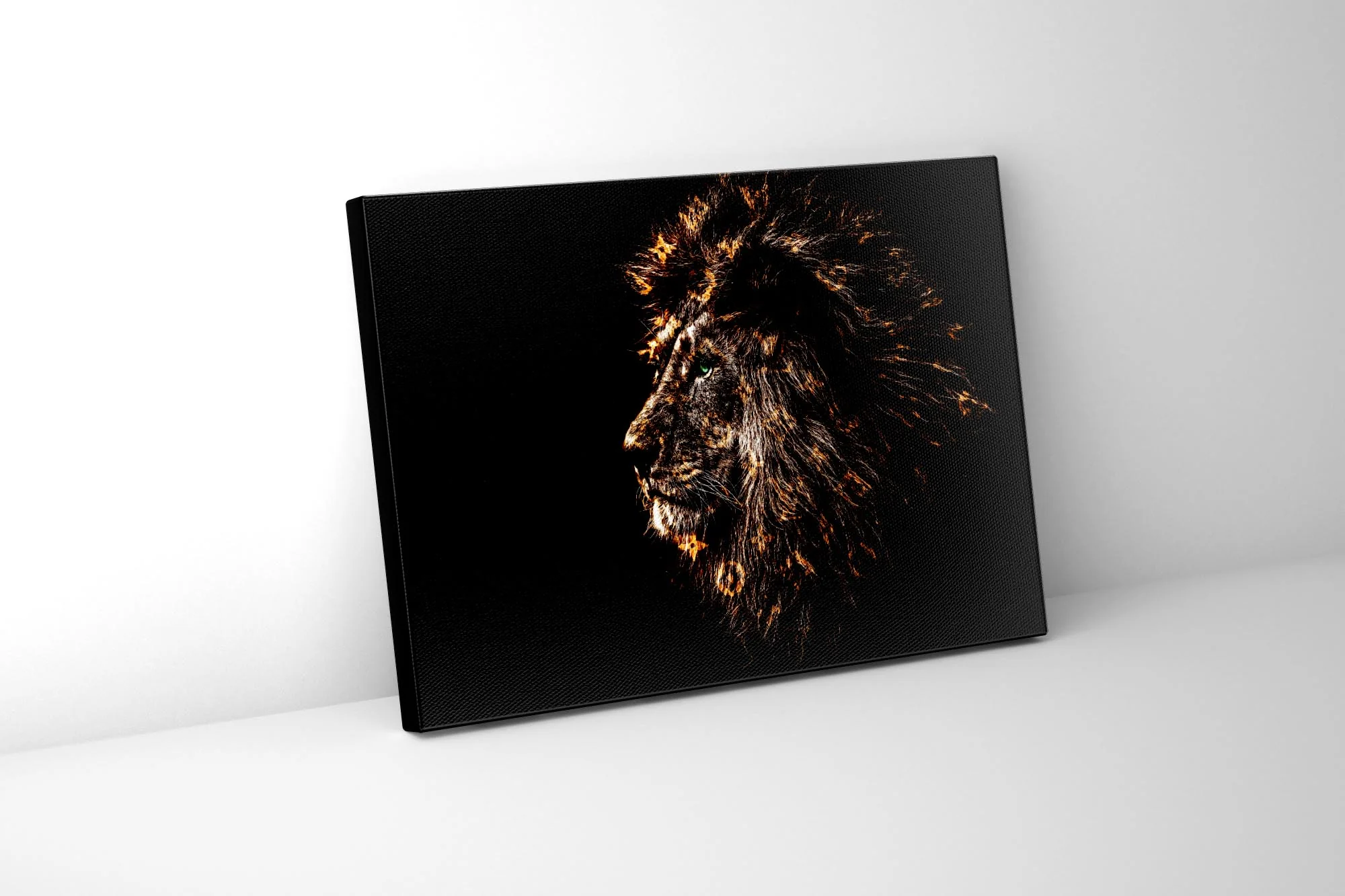 Rich Gold Emblazoned Lion 48" x 36" Fine Art Canvas - Image 2