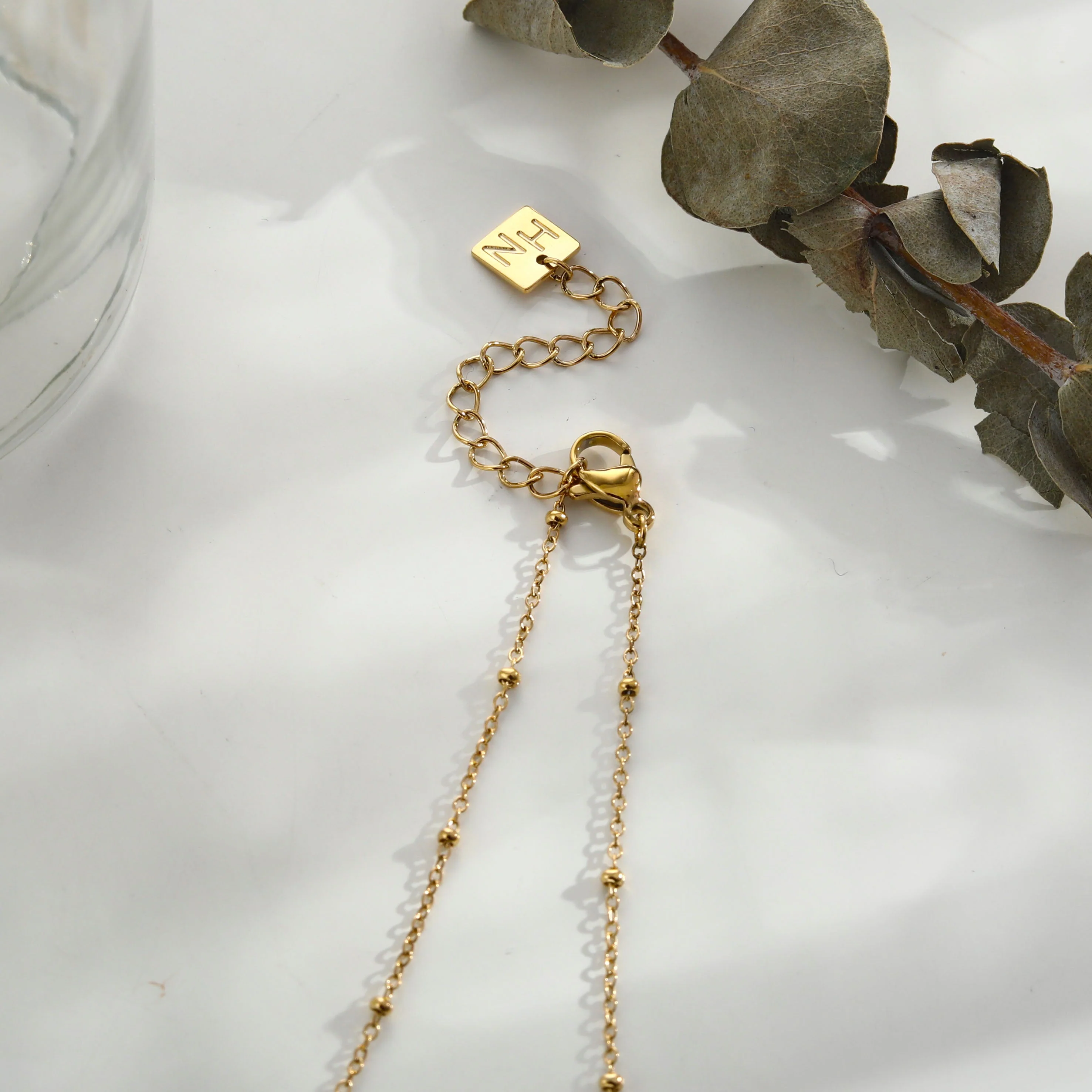 RIHANNA Beaded Chain Necklace with a Pavé Zirconia Serpent Pendant in Gold - Image 7