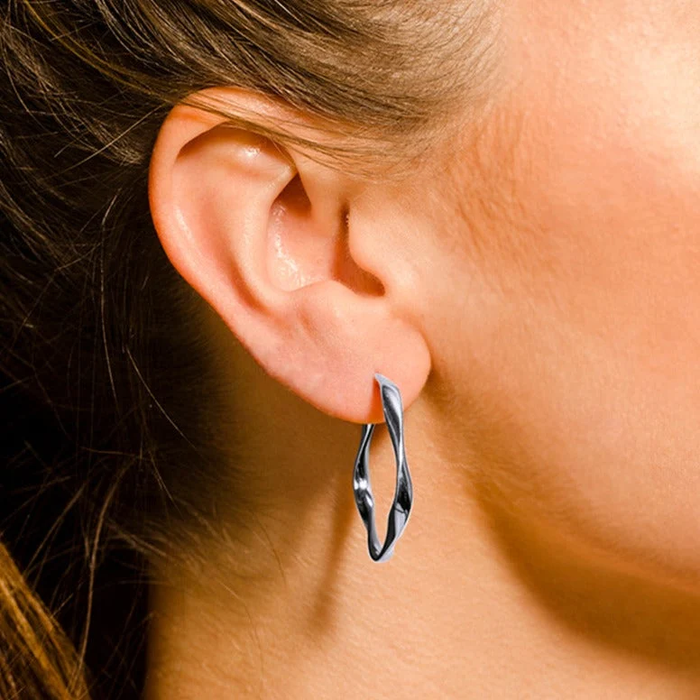 RIMINI Silver (White Gold): Sculpted Twist Hoop Earrings - Image 2