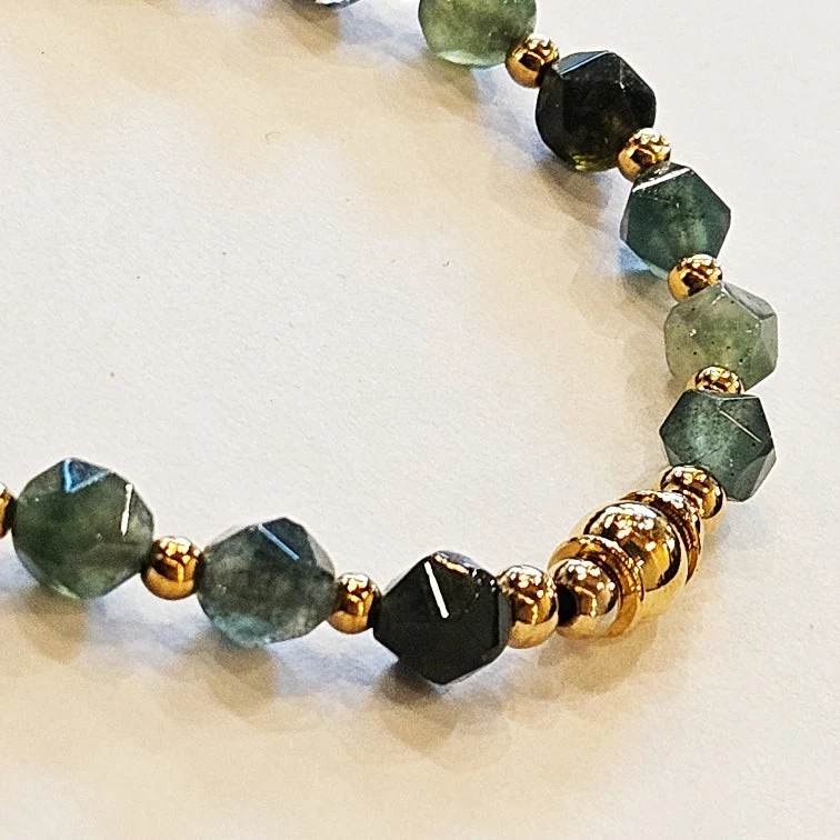 ROMANDA: Indian Agate Stones & Gold Beaded Bracelet - Image 2