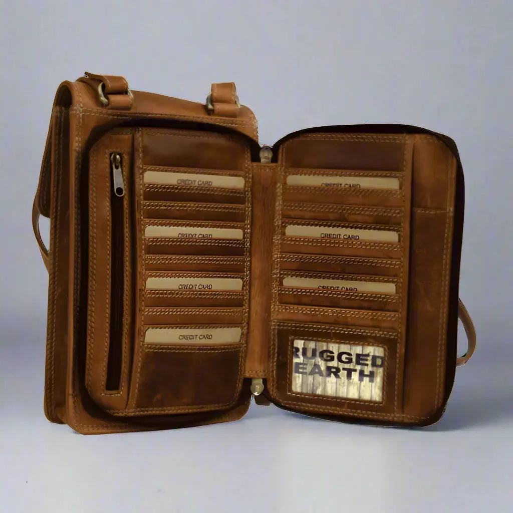 Rugged Earth Leather Organizer Crossbody Bag - Image 5