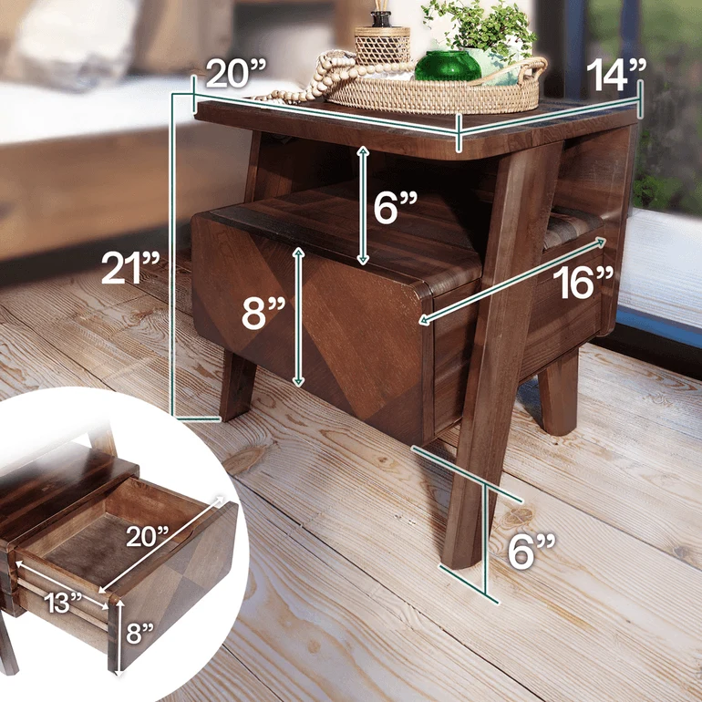 Rum Nightstand with drawer - Image 2