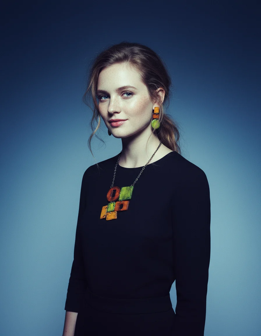 Rustic Geometric Jewelry Set with Statement Necklace & Earrings - Image 2