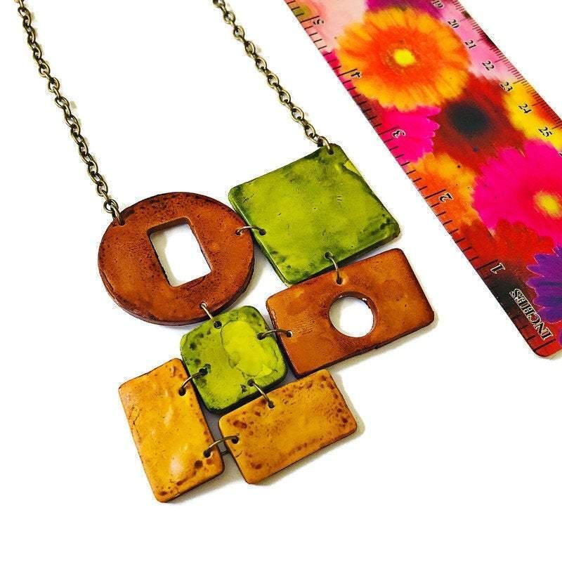 Rustic Geometric Jewelry Set with Statement Necklace & Earrings - Image 5