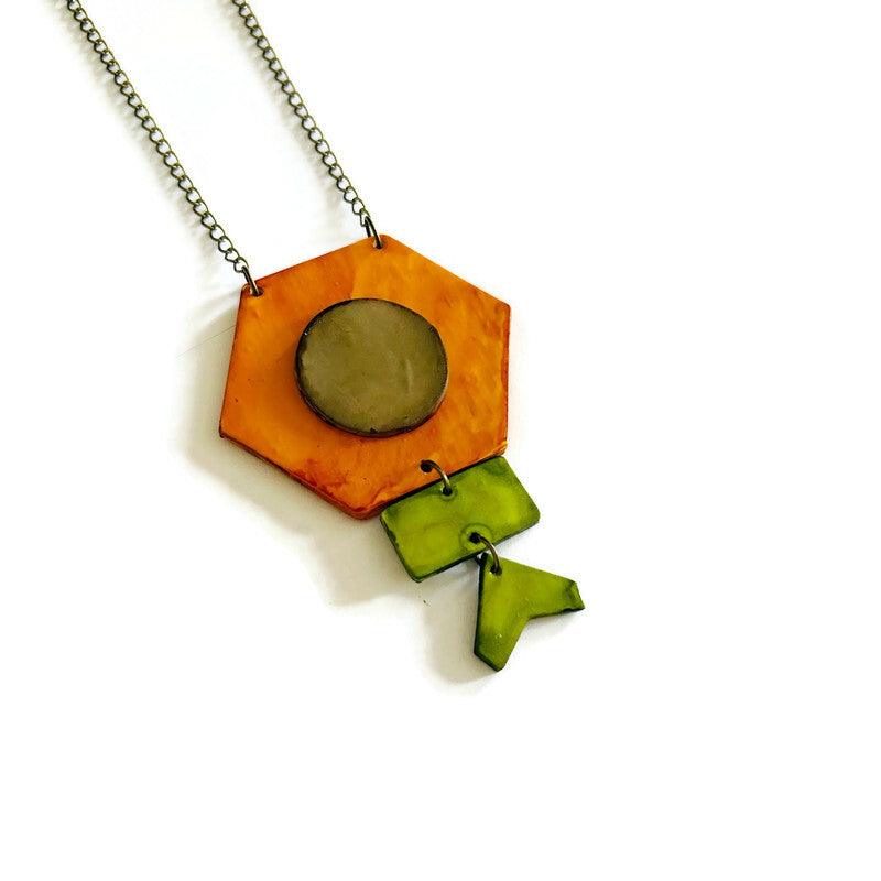 Rustic Geometric Statement Pendant Handmade - Image 2