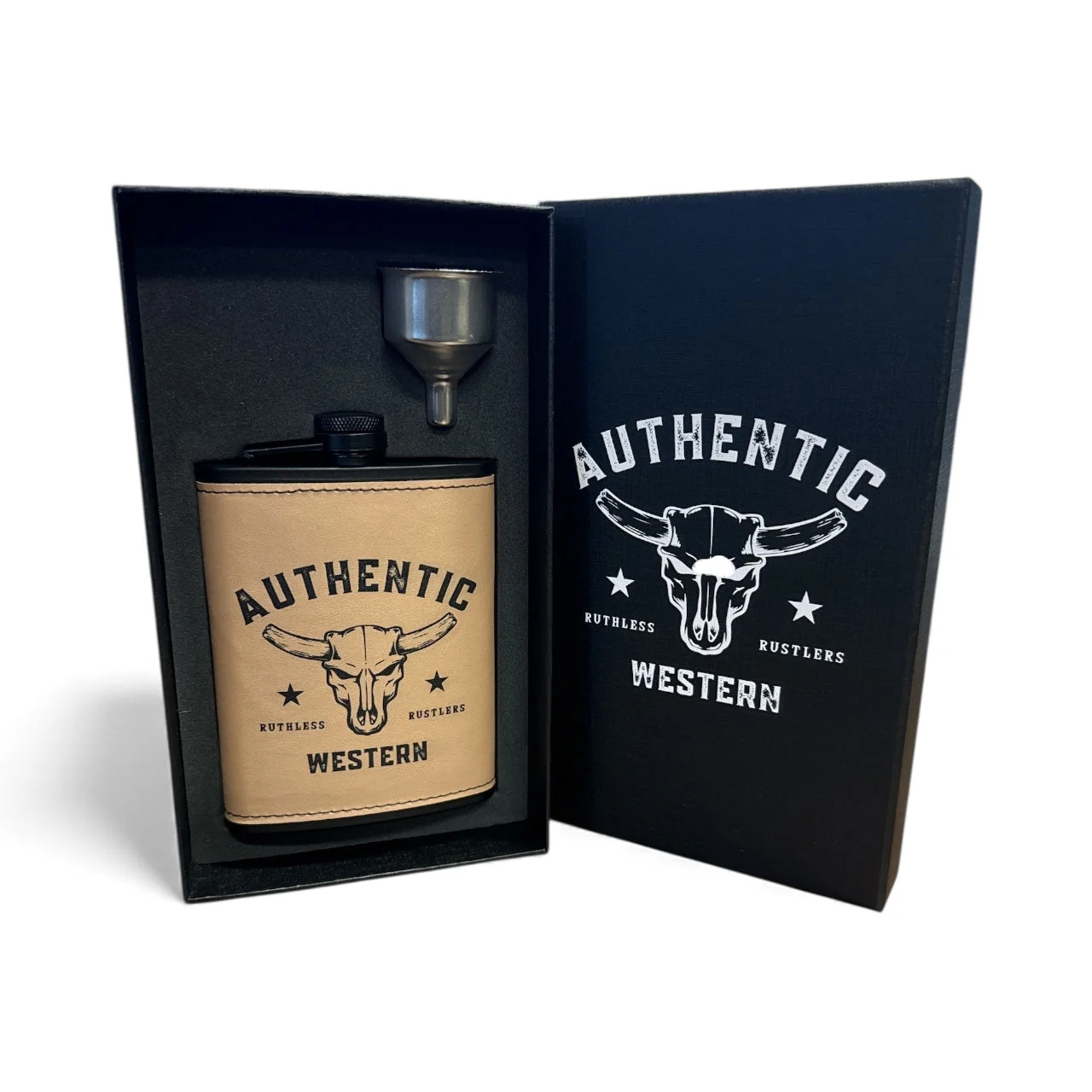 Ruthless Rustlers Authentic Hip Flask Set | Tan - Image 2