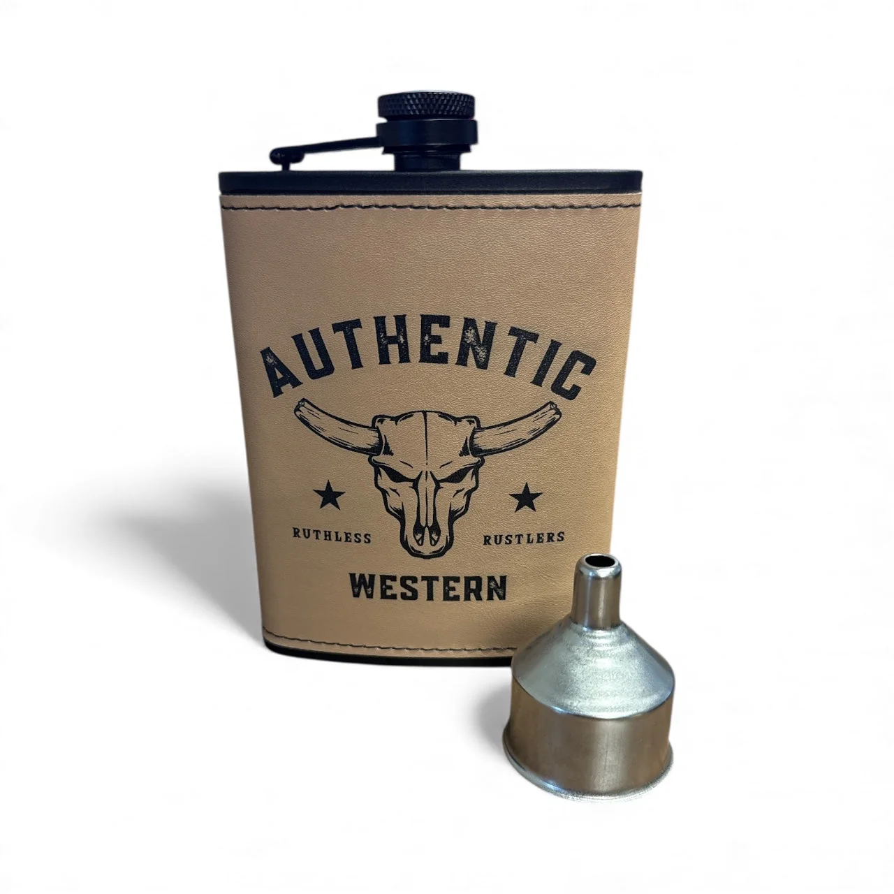 Ruthless Rustlers Authentic Hip Flask Set | Tan - Image 3