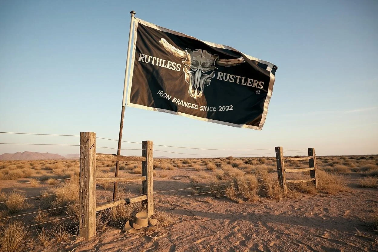 Ruthless Rustlers Iron Branded Flag - Image 3