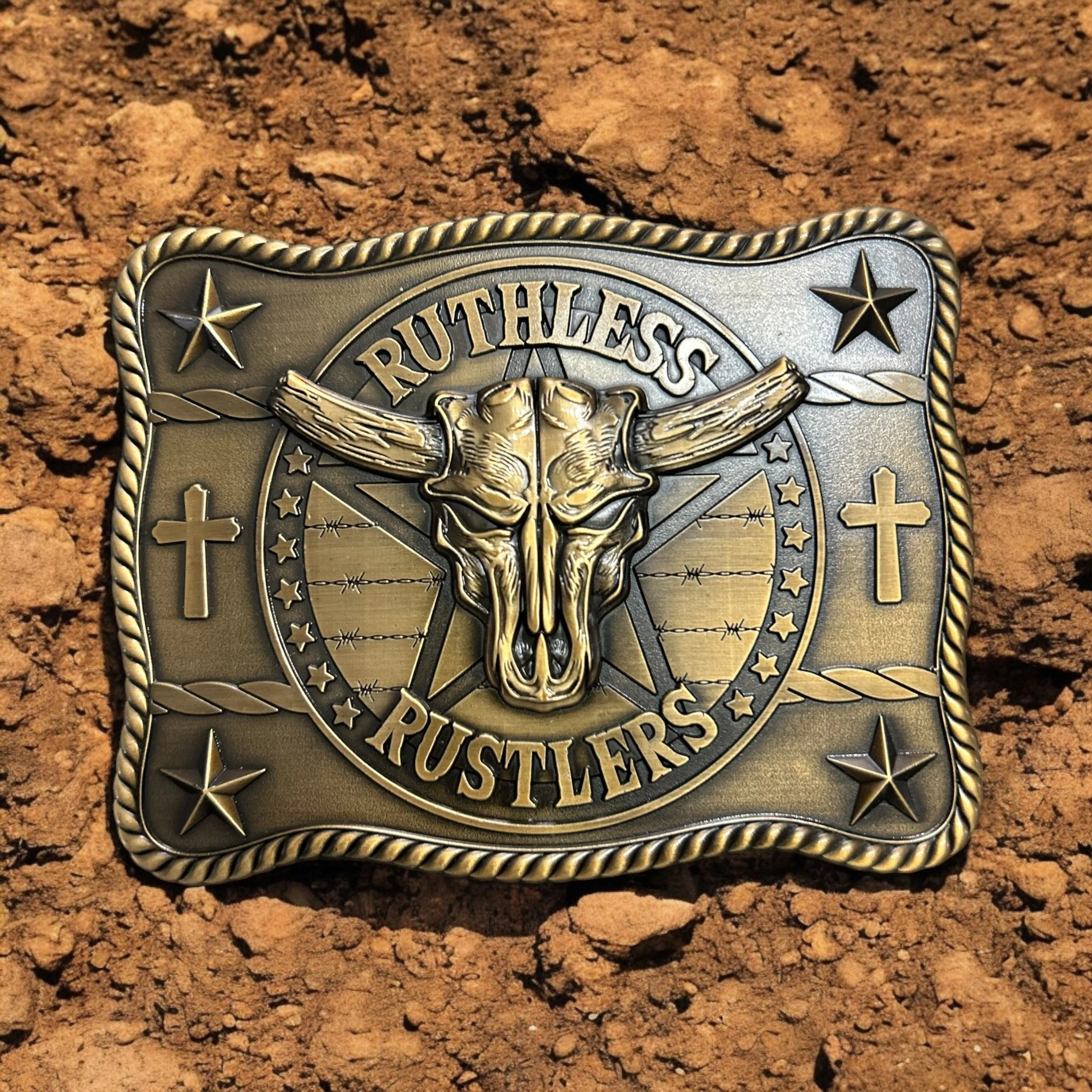 Ruthless Rustlers Marshal Belt Buckle | Antique Gold - Image 8