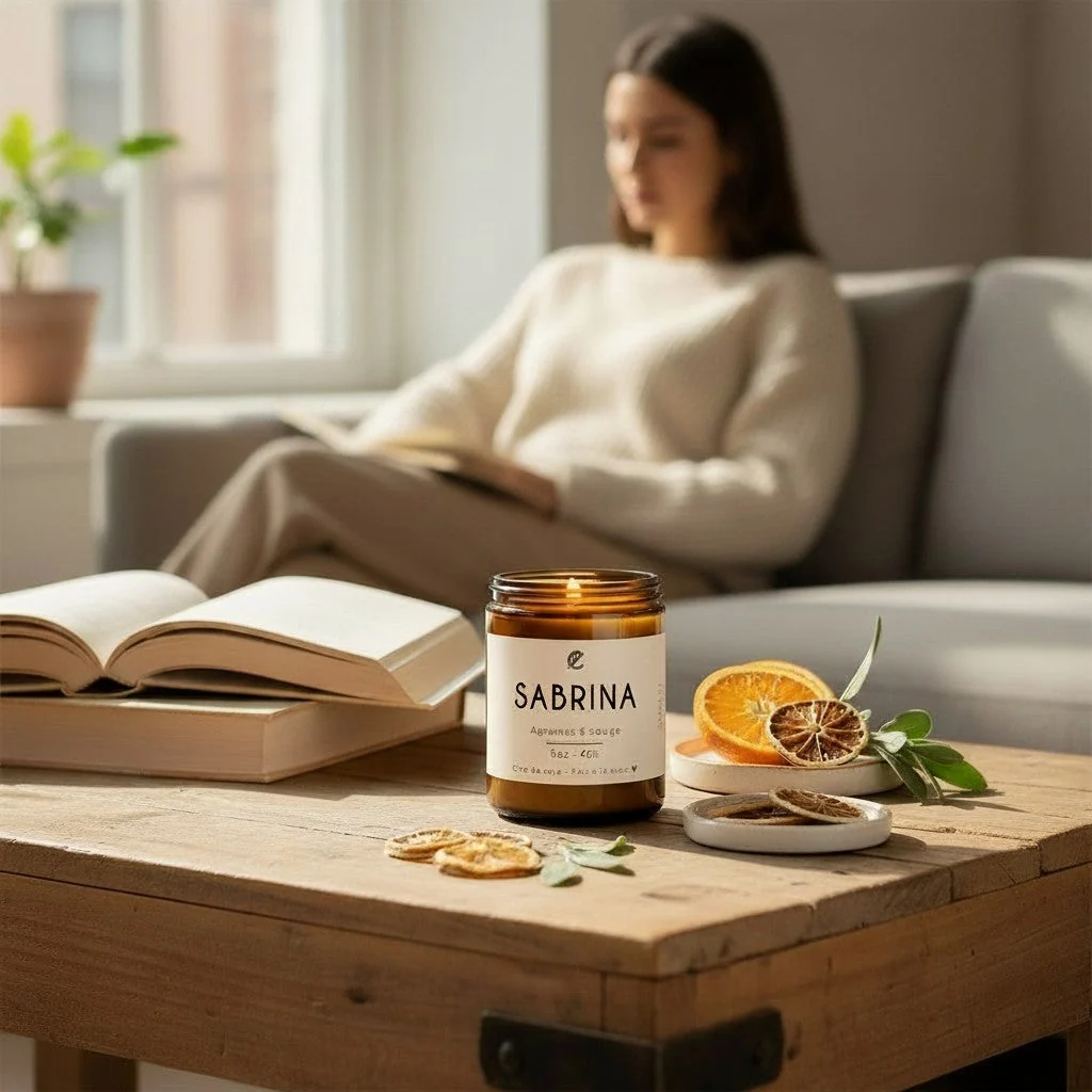 Bougie de soya SABRINA agrumes et sauge - Image 2
