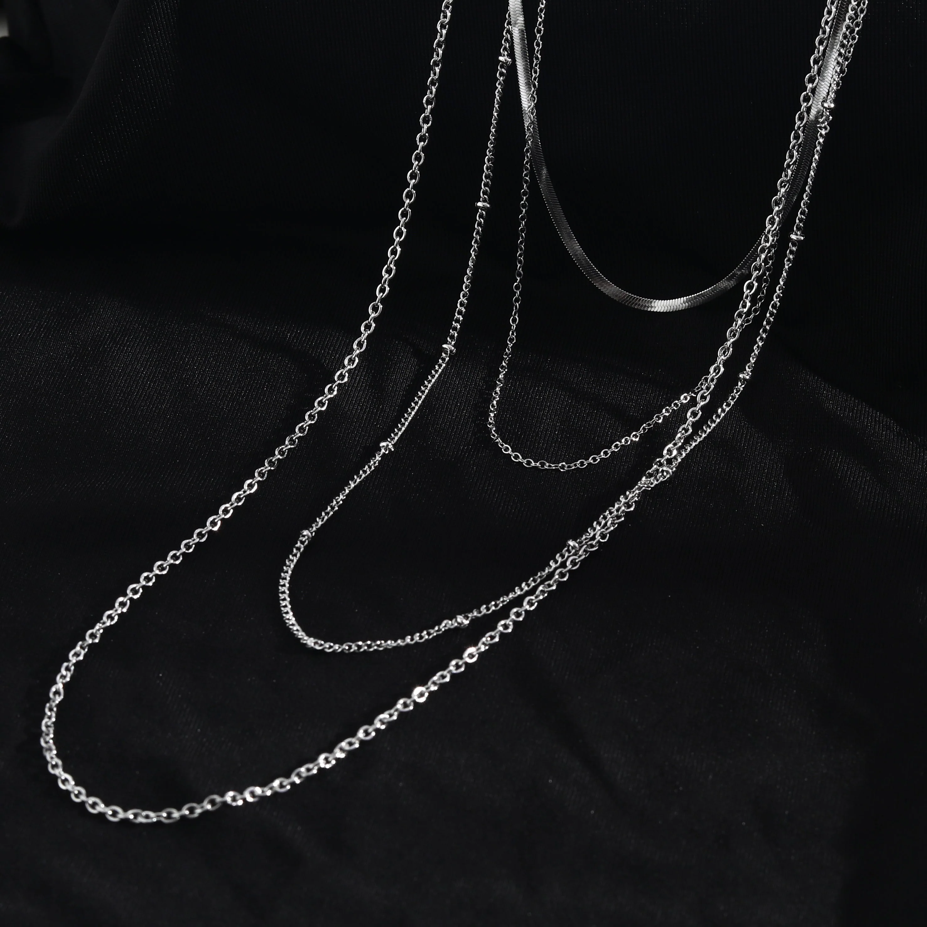SABRINA Four-Layer Multi Chain Necklace in Silver - Image 2