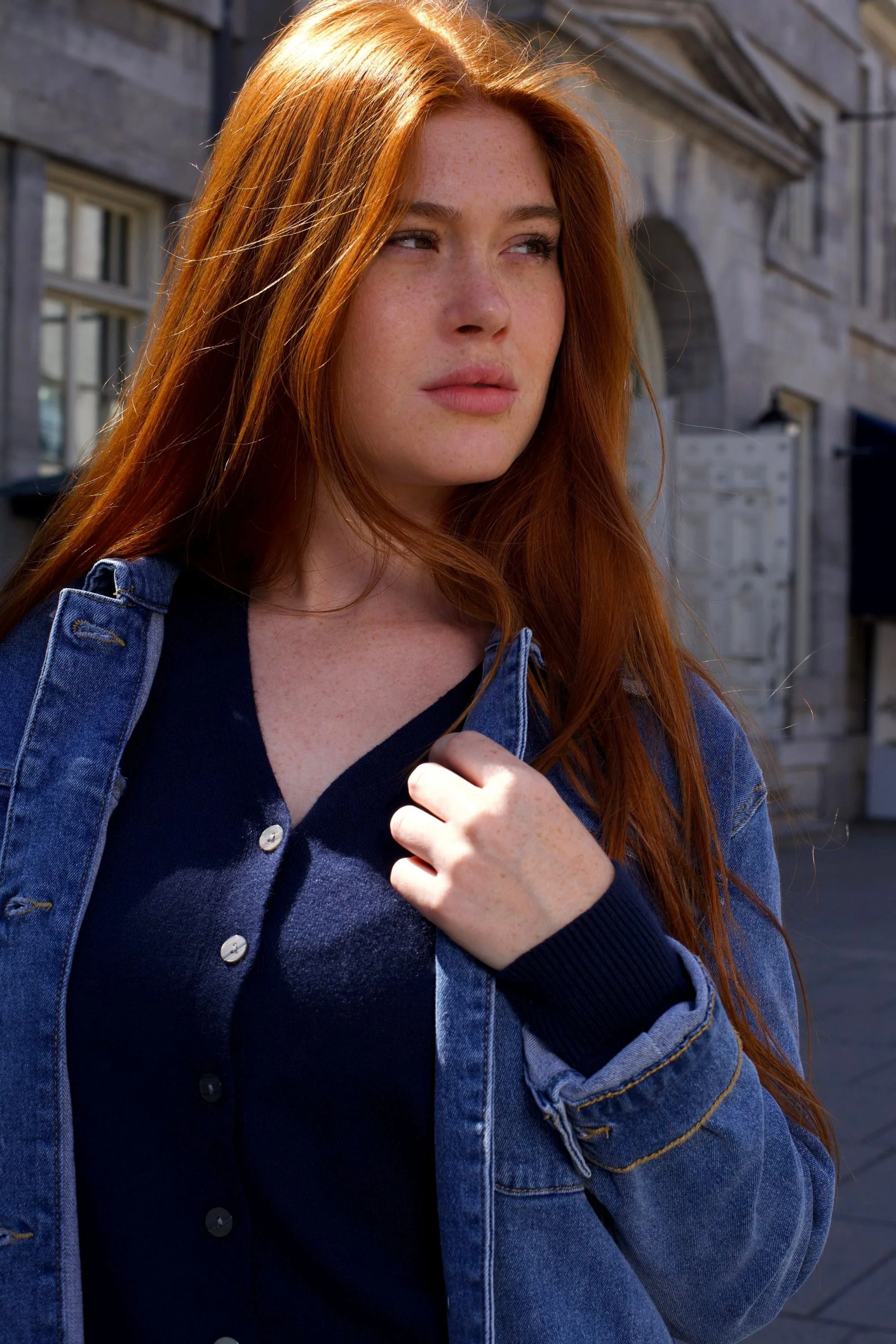 Sabrina Women's Belted Jean Jacquard Jacket With Pockets - Image 5