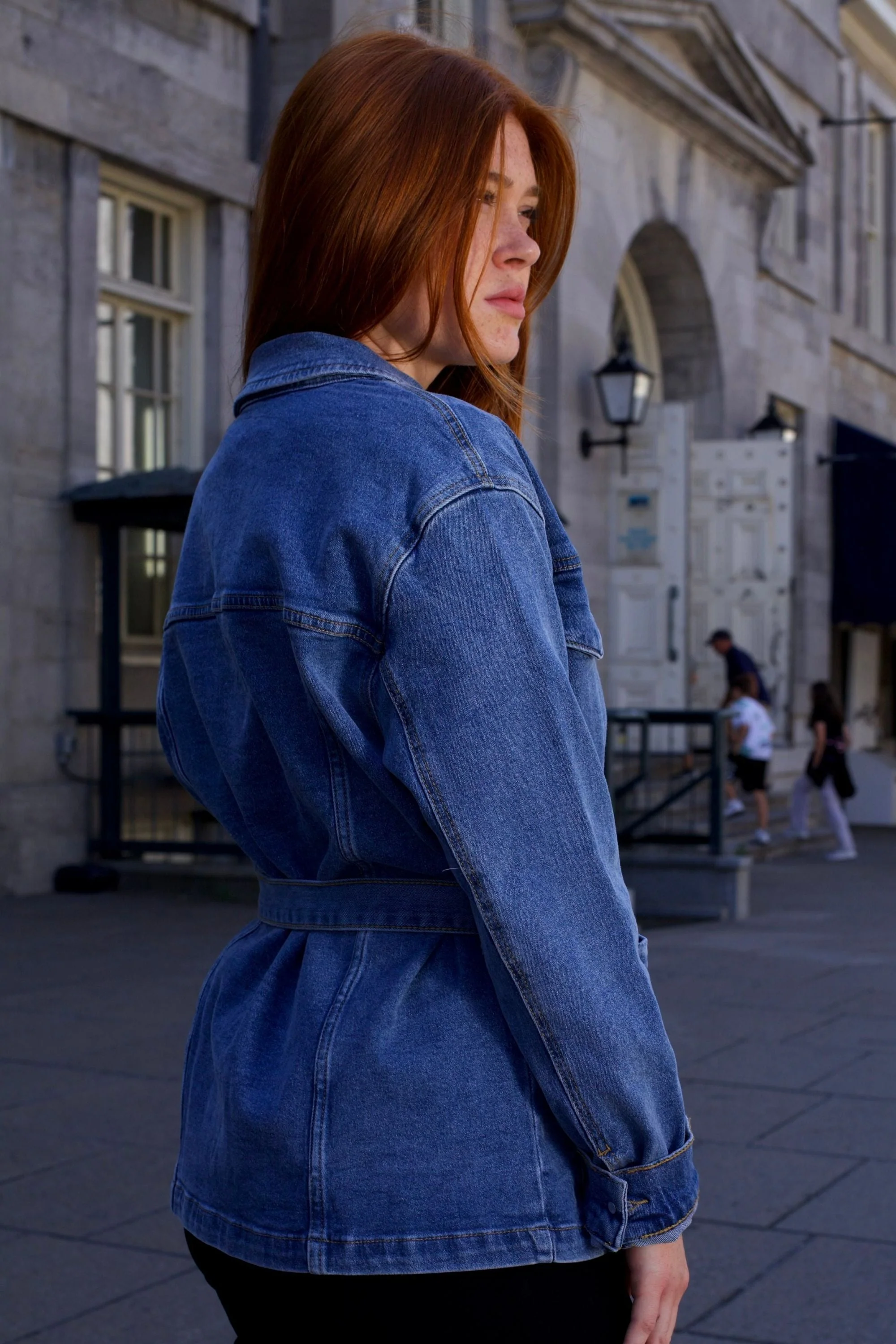 Sabrina Women's Belted Jean Jacquard Jacket With Pockets - Image 6