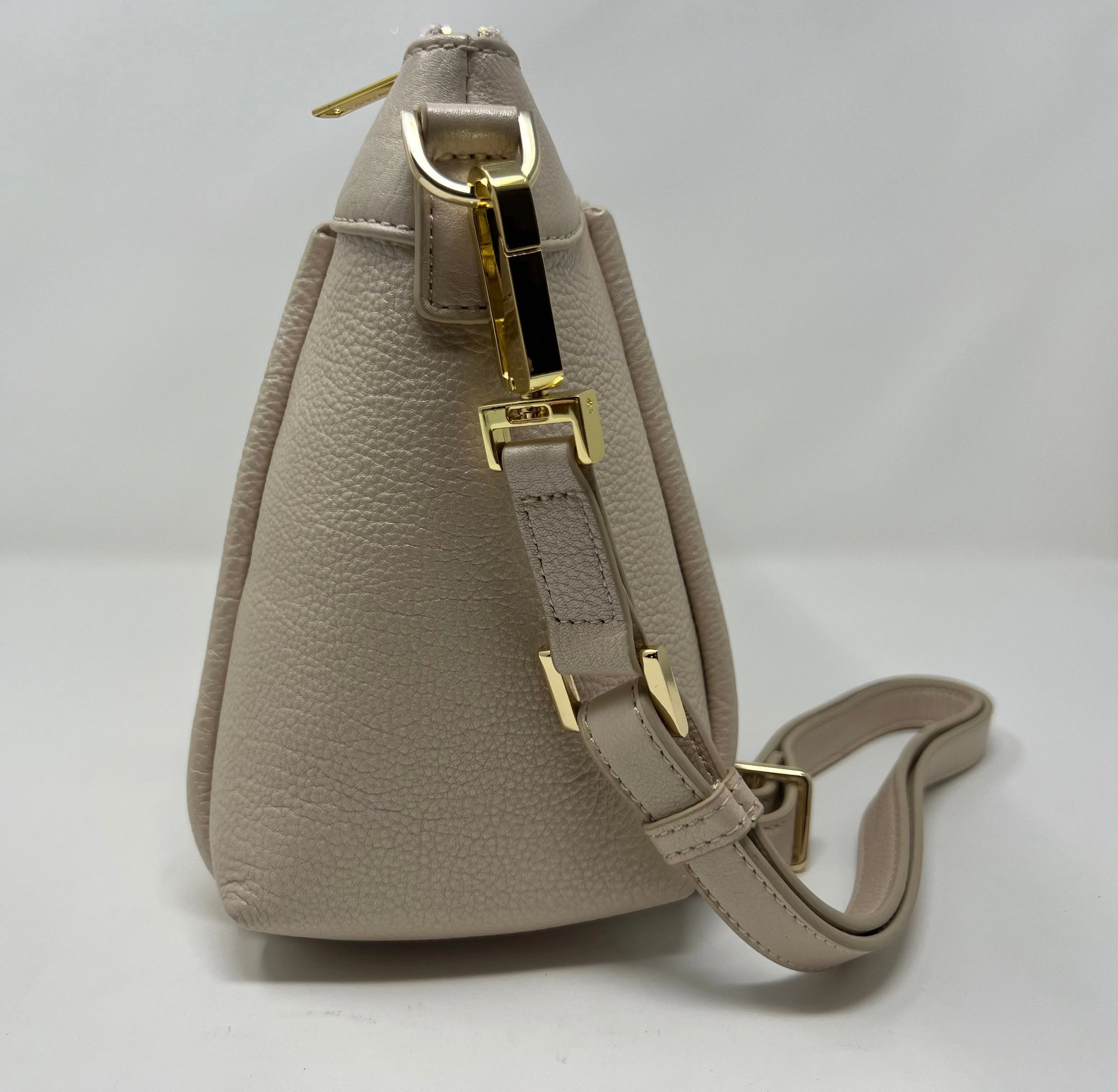 Sac à bandoulière en Cuir, Champagne | Elena - Image 3