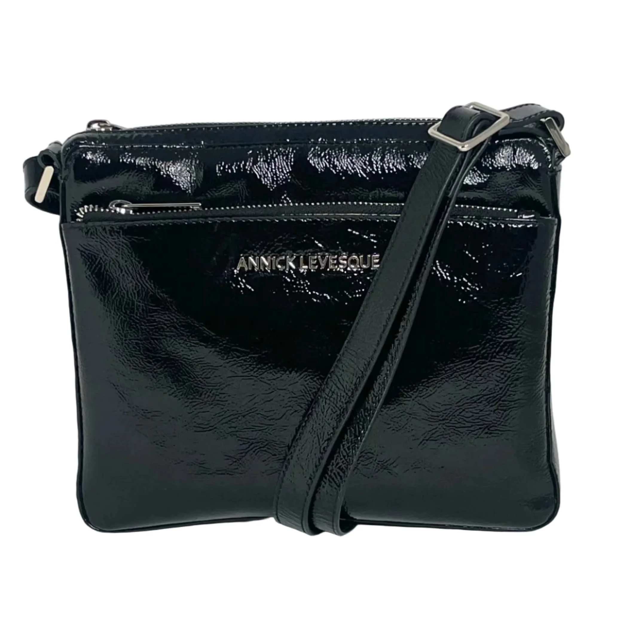 Sac à bandoulière noir patin souple | Gisele petit