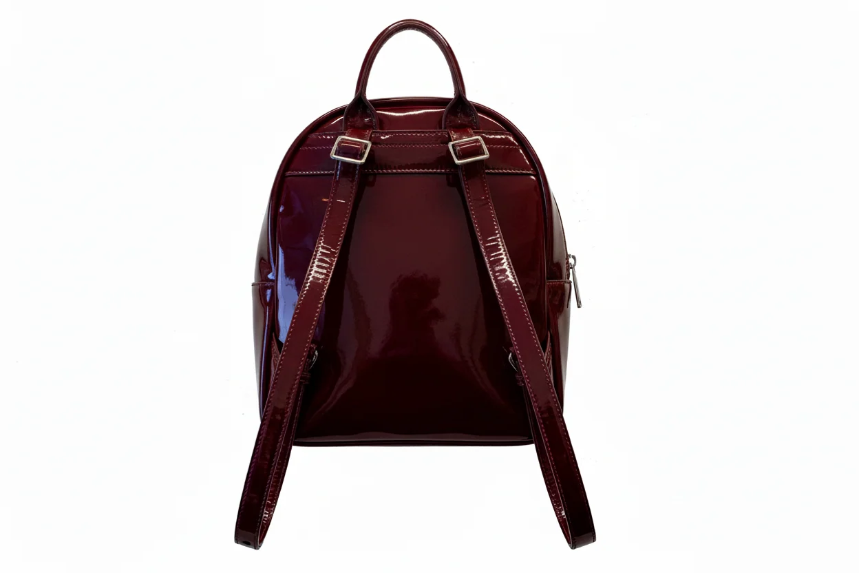 Sac à dos en Cuir rouge bordeaux foncé patin souple | Eve - Image 2