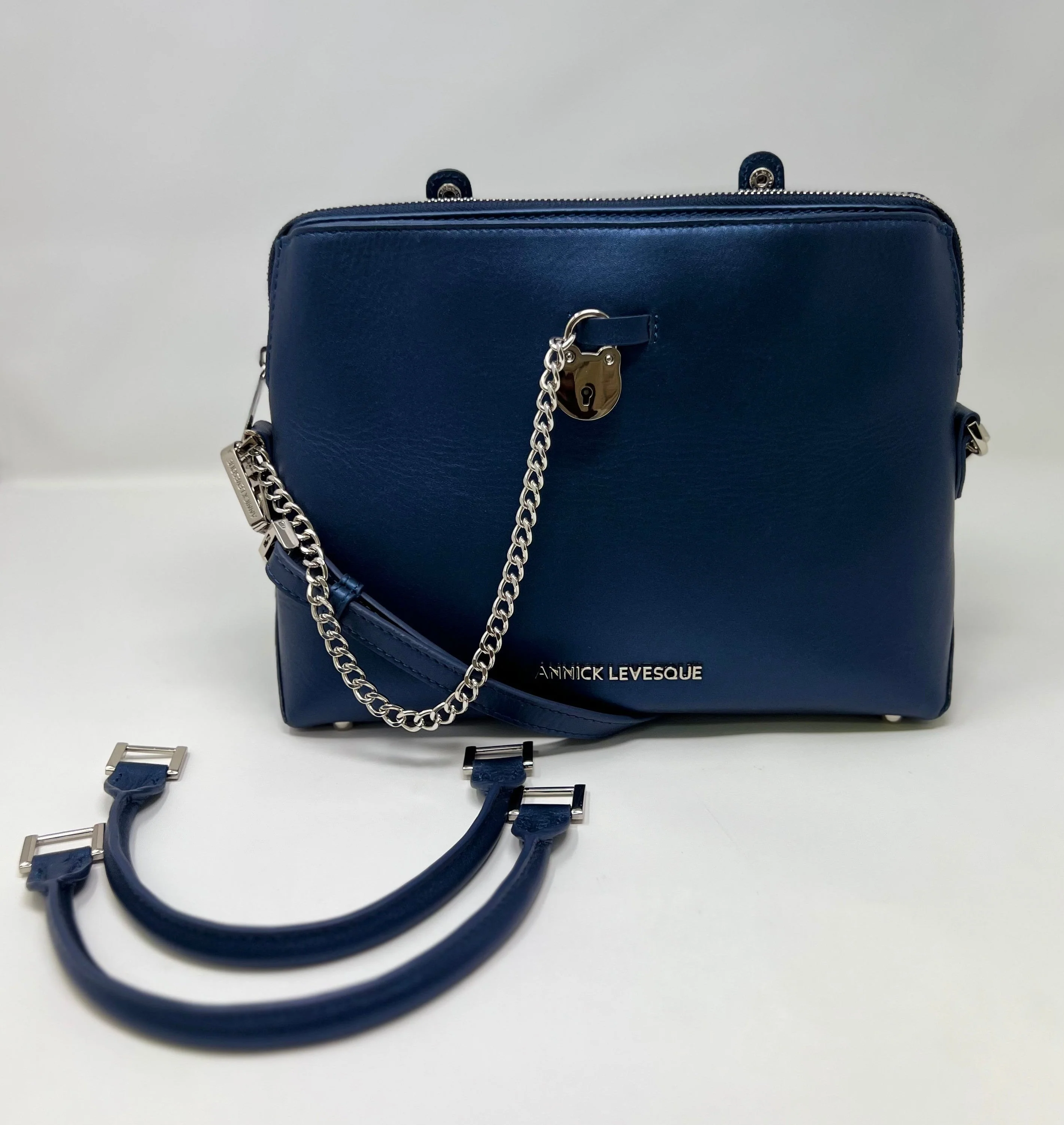 Sac à main en cuir bleu marine | Miranda - Image 4