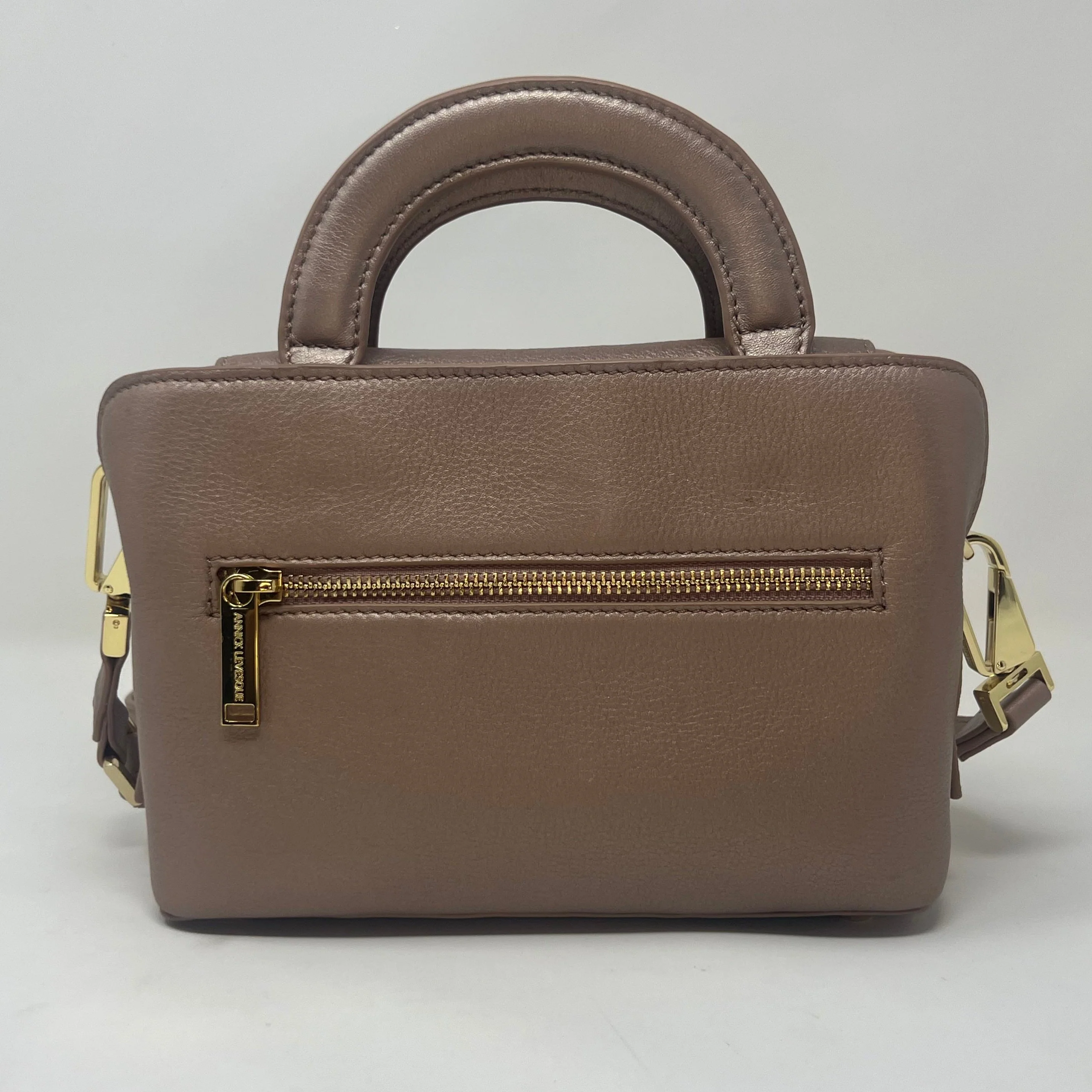 Sac à main en cuir Clarence , deux en un, Rose platine - Image 4