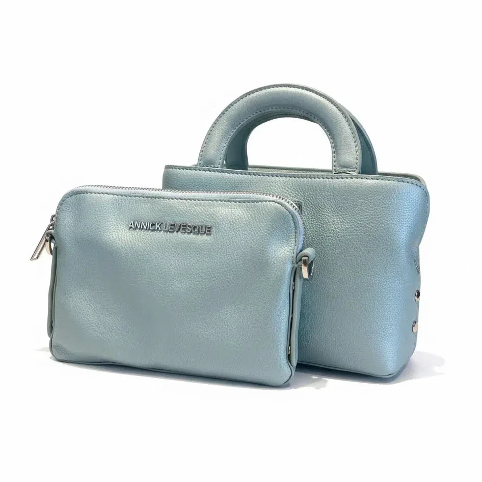 Sac à main en cuir, deux en un, Bleu céleste | Clarence - Image 3